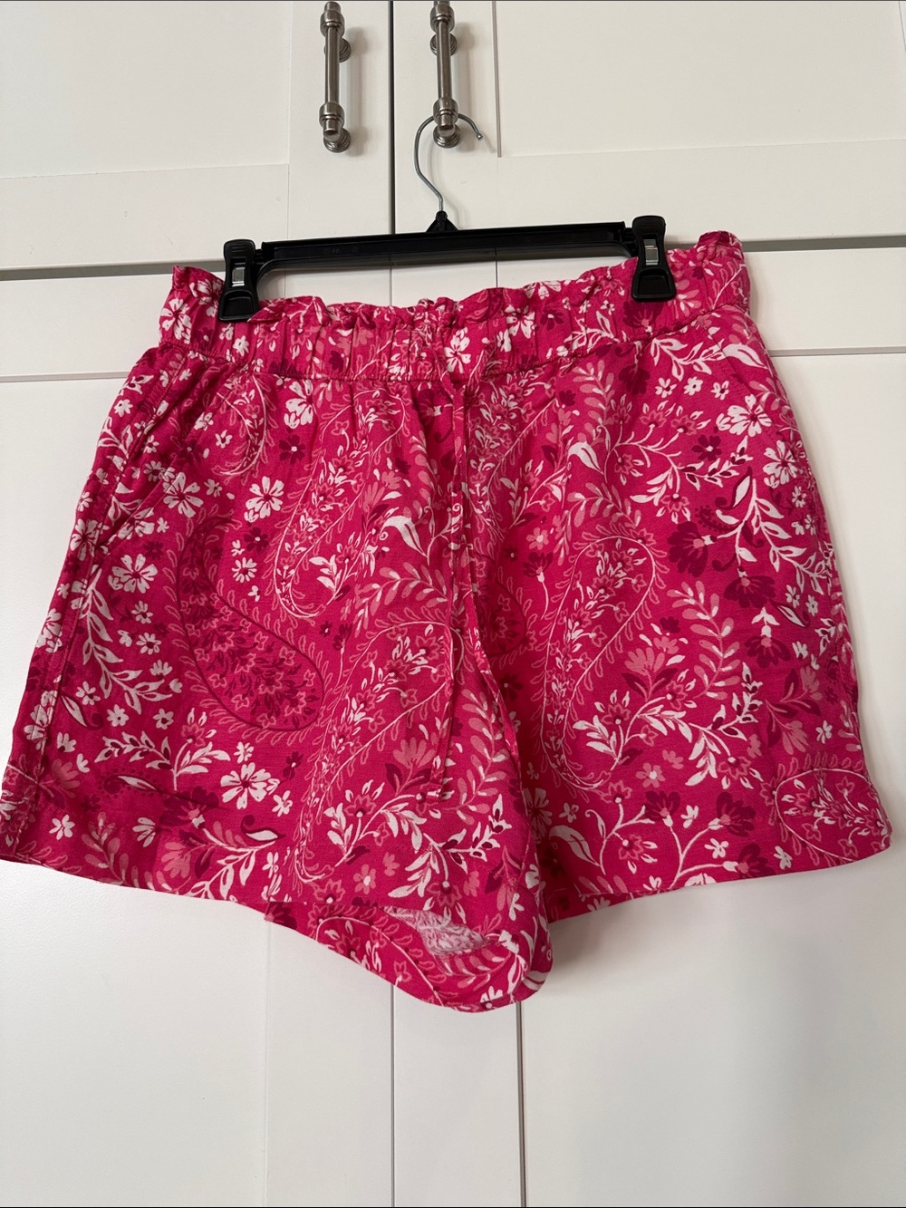 LOFT Hot Pink Floral Pull-On Athletic Shorts